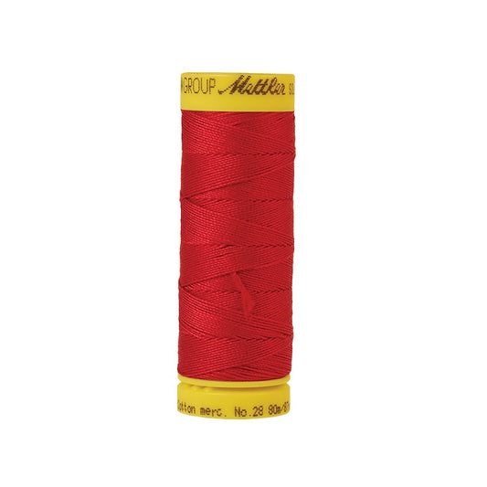 Red thread with Mettler Cotton 28 branding.