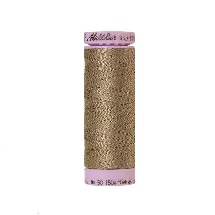 Khaki brown thread with Mettler Cotton 50 branding.