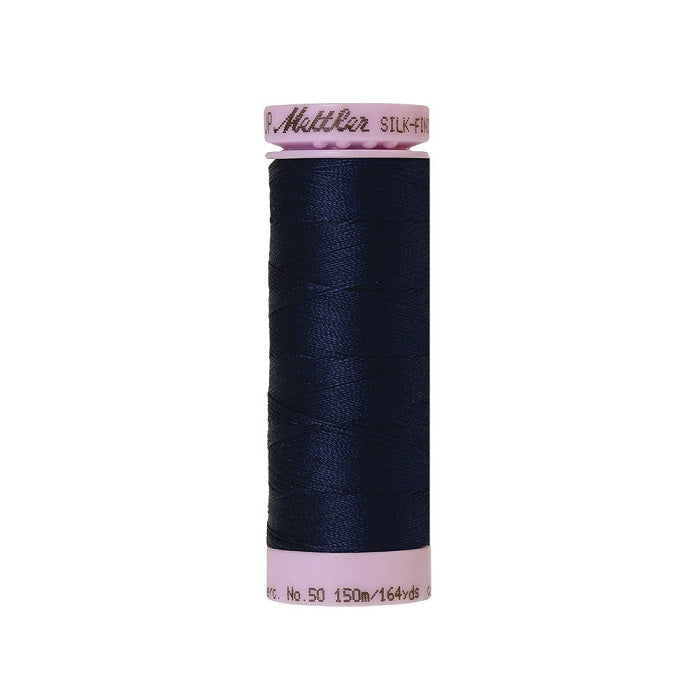 Navy thread with Mettler Cotton 50 branding.