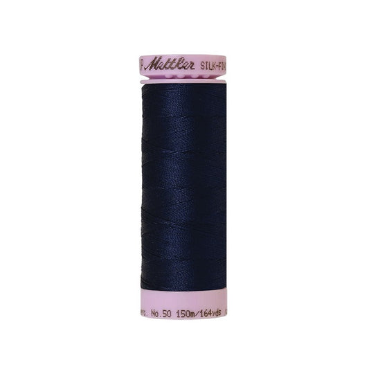Navy thread with Mettler Cotton 50 branding.