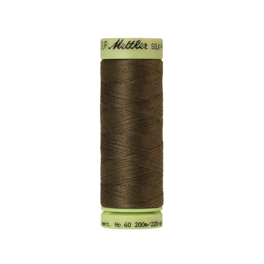 Olive brown thread with Mettler Cotton 60 branding.