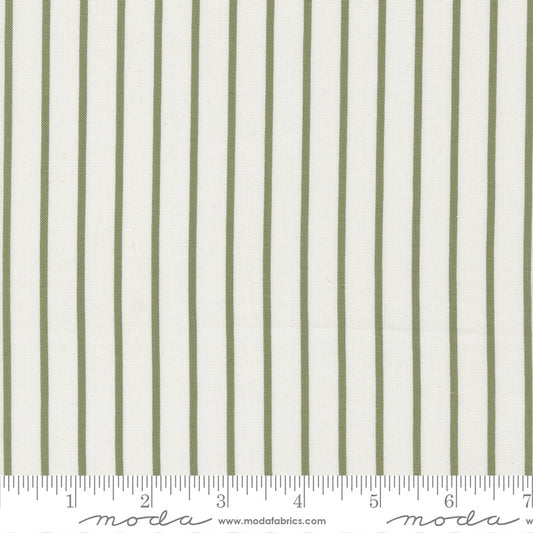Green vertical stripes on a white background with Moda label.