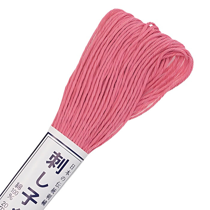 Dark pink sashiko thread with Olympus branding.