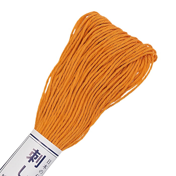Orange sashiko thread with Olympus branding.