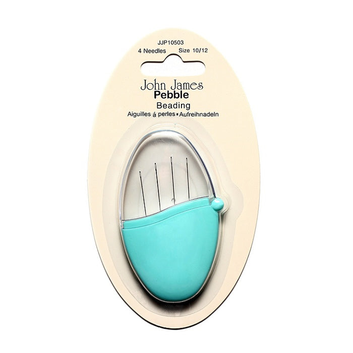 Beading needles in an oval shape case.