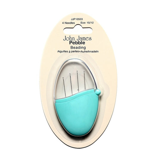 Beading needles in an oval shape case.