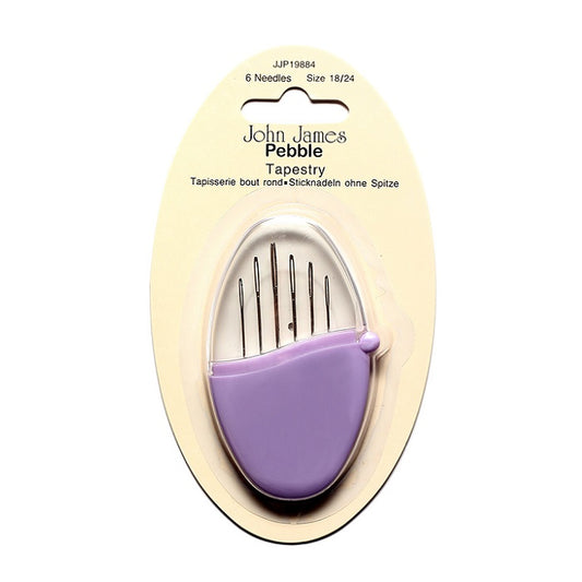 Tapestry needles in an oval shape case.
