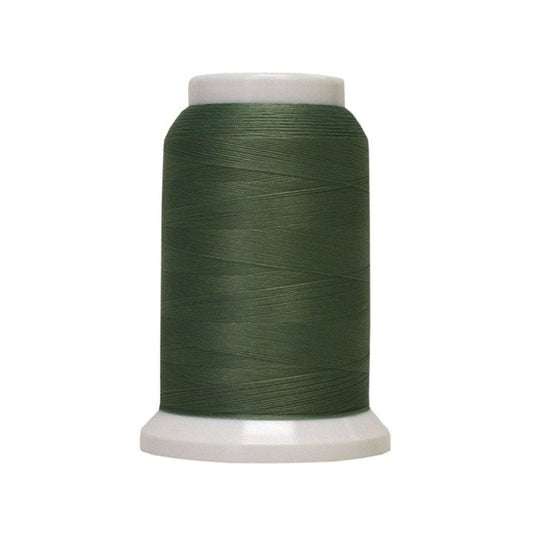 Spool of green woolly poly thread.