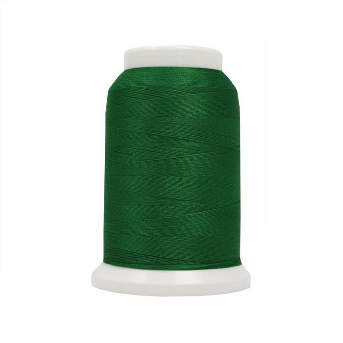 Spool of green woolly poly thread.