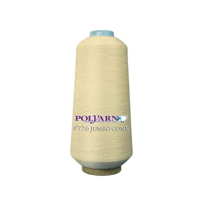 Large cone of cream thread with Polyarn branding.