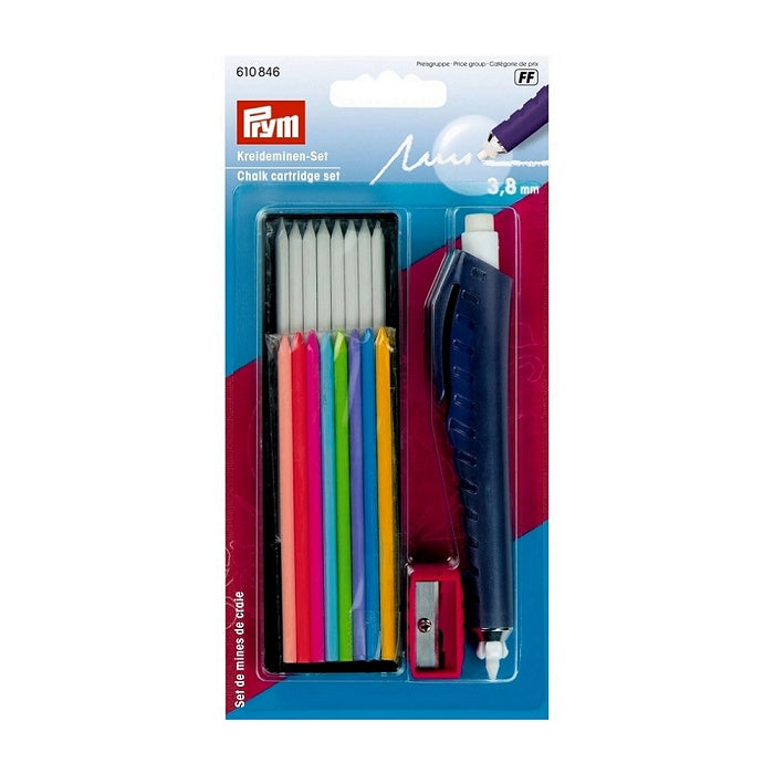 Packaged chalk penwith coloured refills.