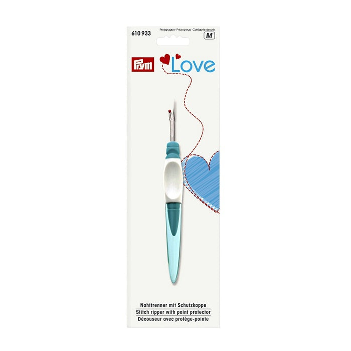 Mint and white stitch ripper with Prym branding.