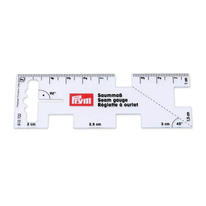 Transparent seam gauge with Prym branding.