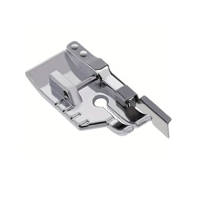 Sewing machine foot with guide.