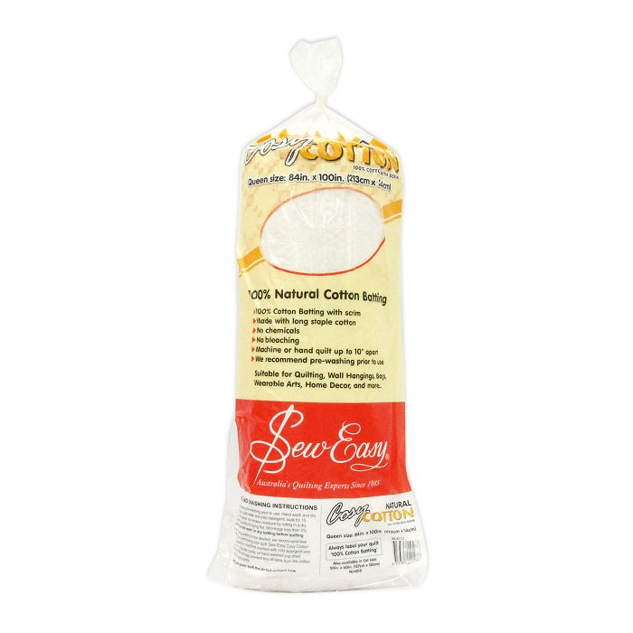 Queen batting in platic bag with Sew Easy branding.