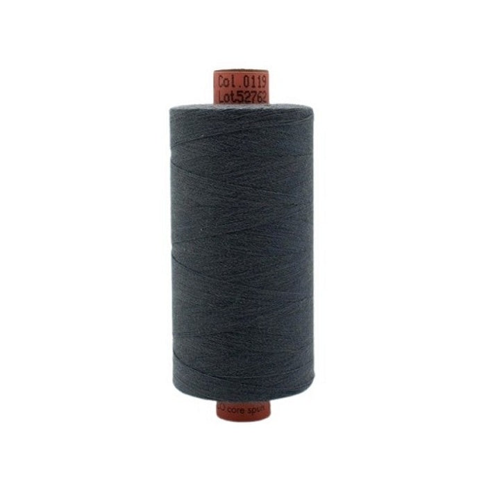 Spool of dark grey thread with Rasant branding.