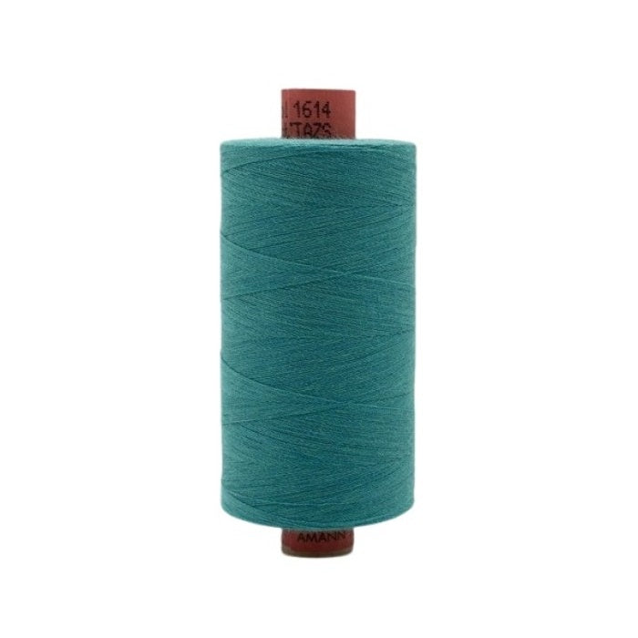 Spool of teal blue thread with Rasant branding.
