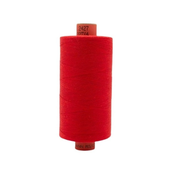 Spool of red thread with Rasant branding.