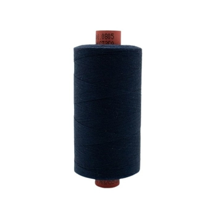Spool of dark denim blue thread with Rasant branding.