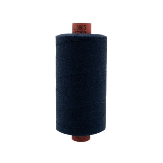 Spool of dark denim blue thread with Rasant branding.