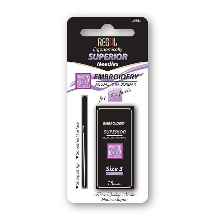Pack of size 3 embroidery needles.