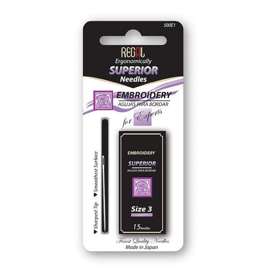 Pack of size 3 embroidery needles.