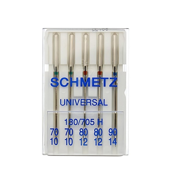 Pack of universal assorted needles with Schmetz branding.