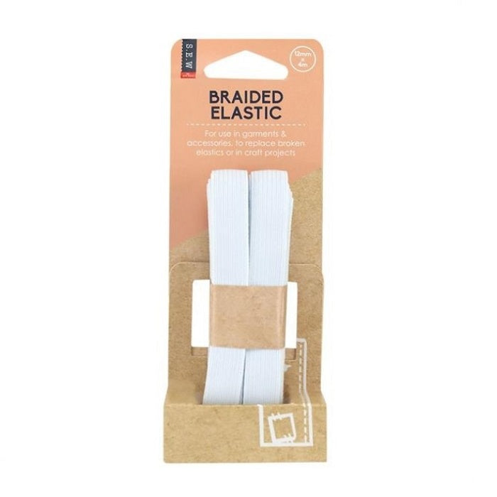 White elastic in cardboard packaging.