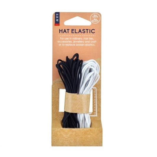 Packaged black and white hat elastic.