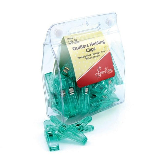 Green clips in a clear bag with Sew Easy branding.