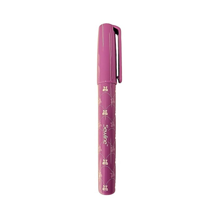 Fabric glue pen with pink casing and Sewline branding.