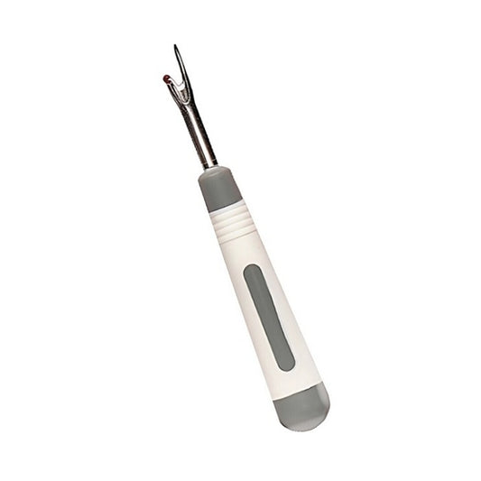 Grey and white handled seam ripper.
