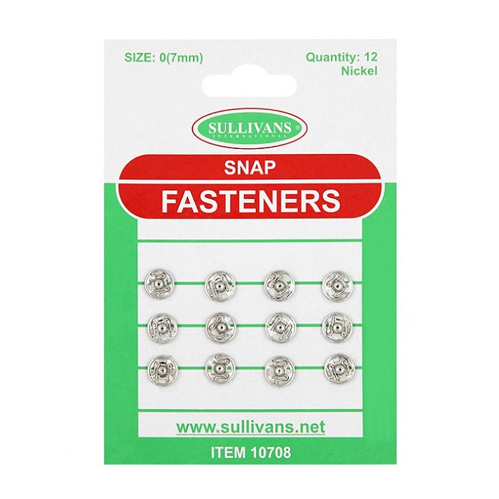 Pack of Sullivans 7mm silver snap fasteners.