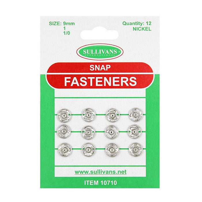 Pack of Sullivans 9mm silver snap fasteners.