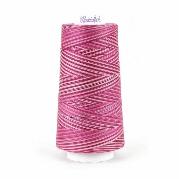 Dark pink variegated thread cone with Maxi-Lock branding.