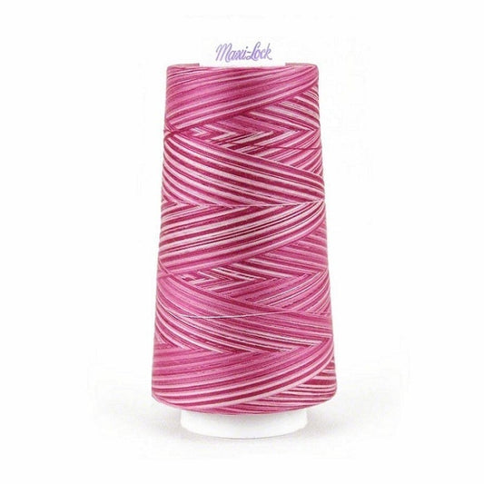 Dark pink variegated thread cone with Maxi-Lock branding.