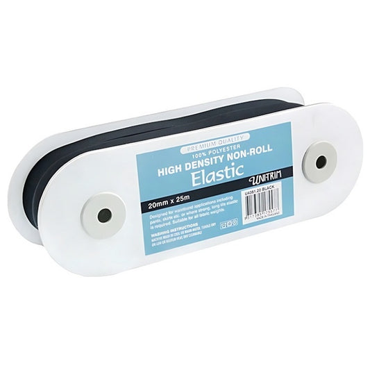 Roll of black elastic with Uni-Trim label.