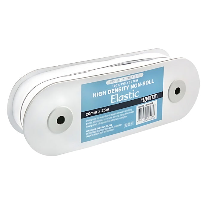 Roll of white elastic with Uni-Trim label.