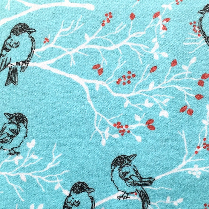 Birds on branches with red berries.