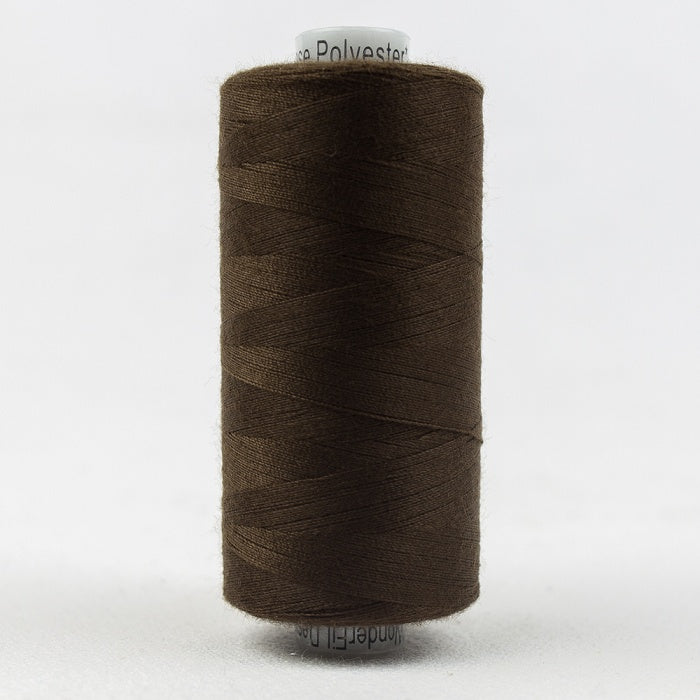 Spool of choclate brown thread with Designer branding.