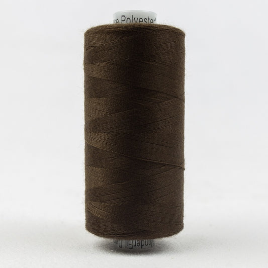 Spool of choclate brown thread with Designer branding.