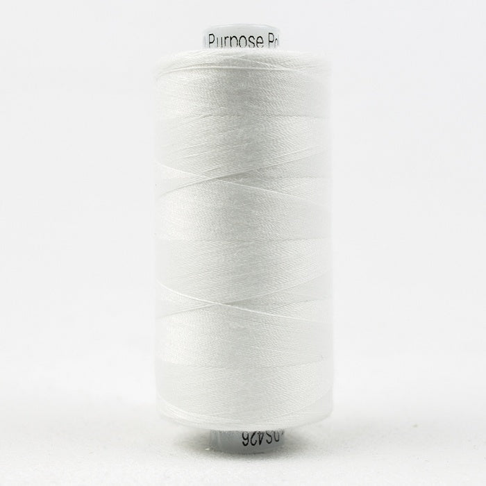 Spool of white thread with Designer branding.