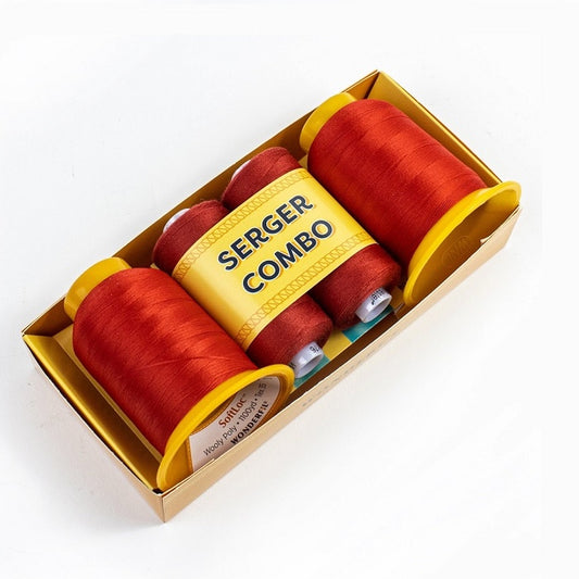 Red overlocker thread combo pack.
