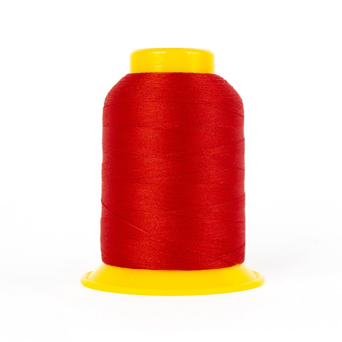 Red wooly poly thread cone.