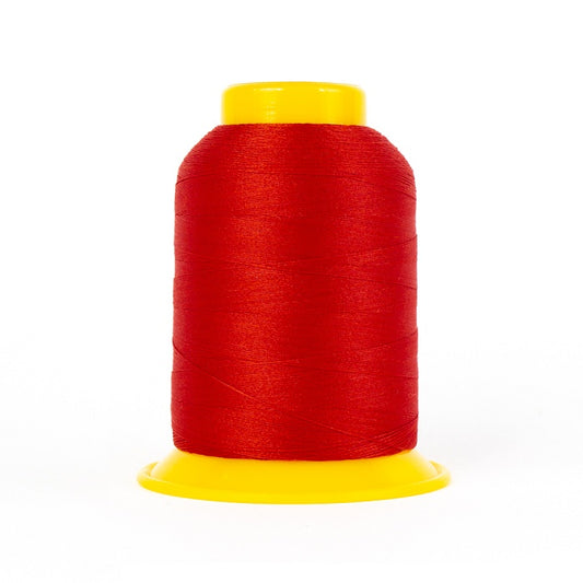 Red wooly poly thread cone.