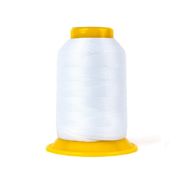 White wooly poly thread cone.