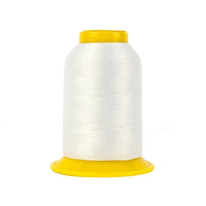Off white wooly poly thread cone.