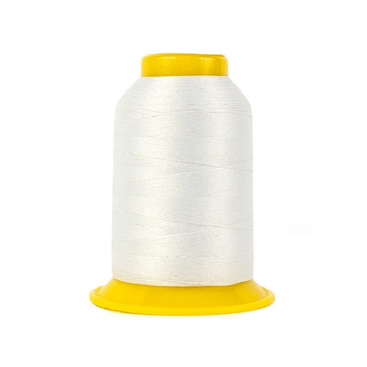 Off white wooly poly thread cone.
