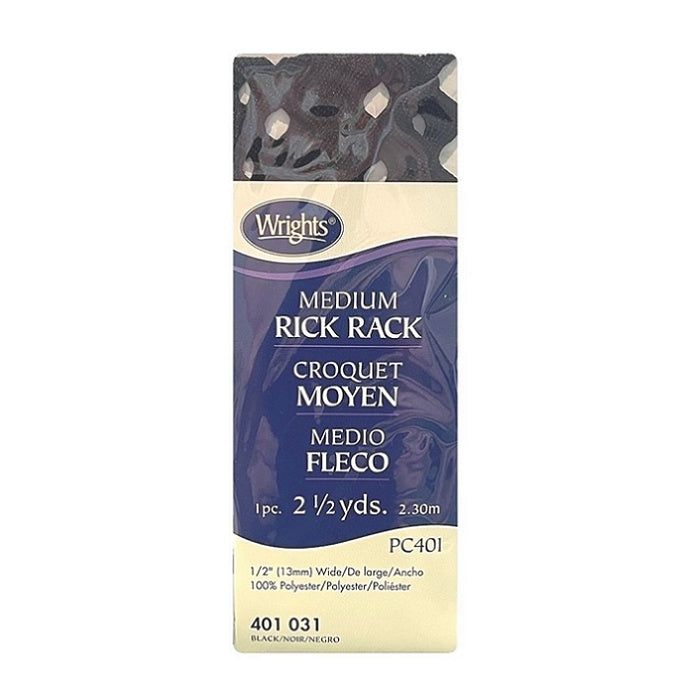 Black rick rack with Wrights branding.