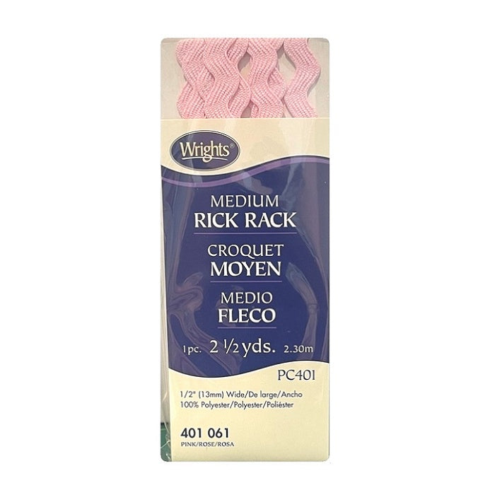 Pink rick rack with Wrights branding.